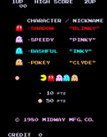 Pac-Man for Arcade - Game characters (U.S. release).