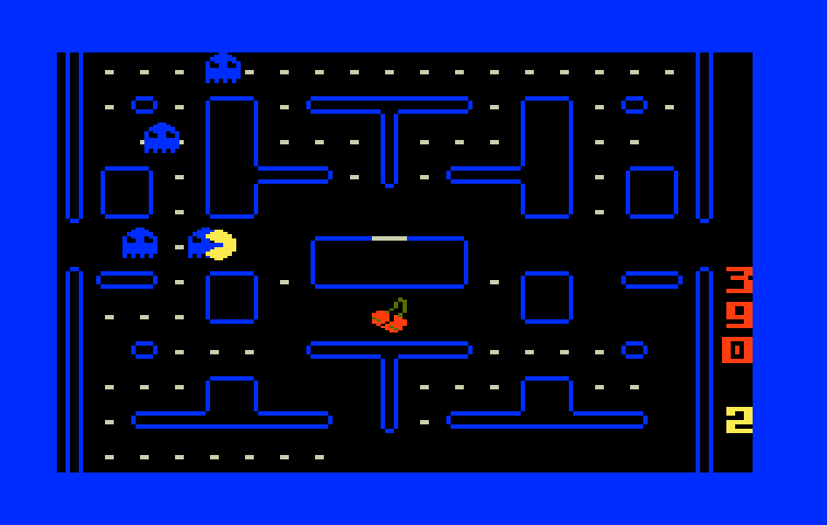 Pac-Man Intellivision Screenshot: About to much on a ghost...
