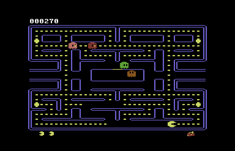 Pac-Man Commodore 64 Screenshot: Game start.