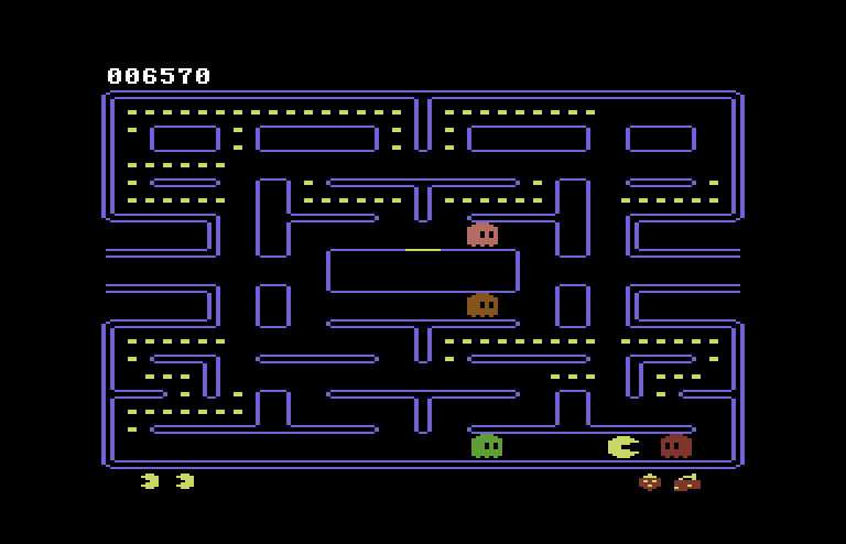 Pac-Man Commodore 64 Screenshot: Uh oh, I'm trapped!