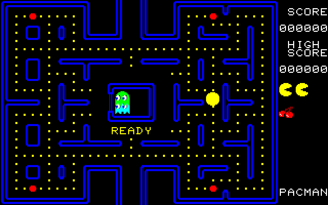 Pac-Man Fujitsu FM-7 Screenshot: Ready to begin?