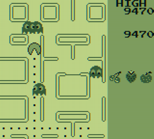 Pac-Man Game Boy Screenshot: Uh oh, I might be trapped here!