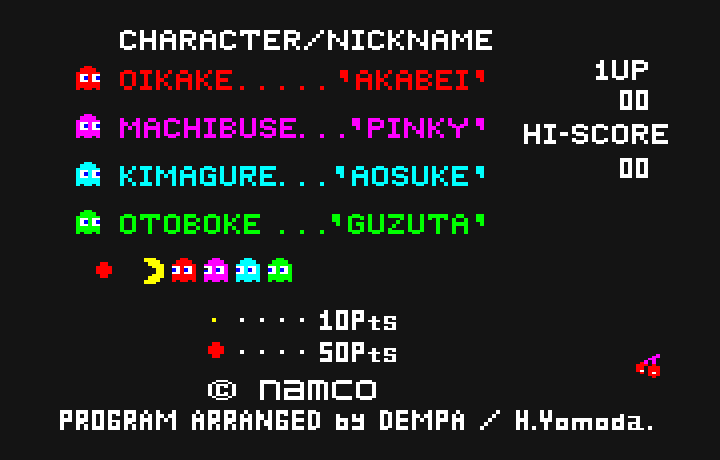 Pac-Man PC-6000 Series Screenshot: The game characters.