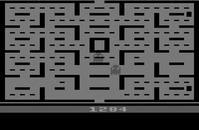 Pac-Man Atari 2600 Screenshot: Game over.