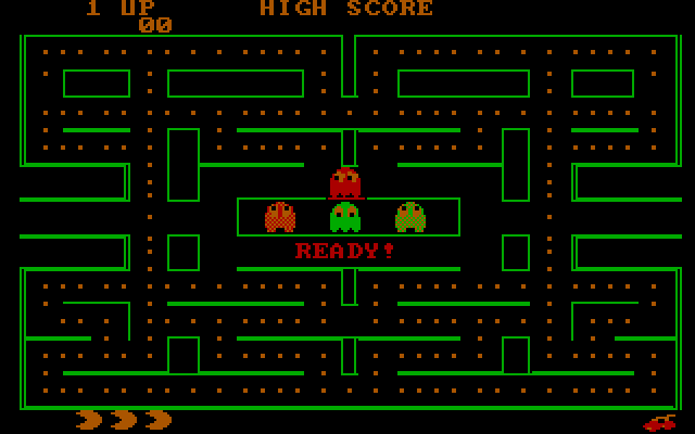 Pac-Man IBM PC/Compatibles Screenshot: Ready to start the game?