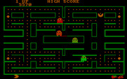 Pac-Man for IBM PC/Compatibles - Gameplay; Pac-Man eating dots.