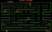 Pac-Man for IBM PC/Compatibles - After eating a power pellet Pac-Man can eat the ghosts.