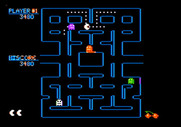 Pac-Man for Apple II - This level is almost completed.