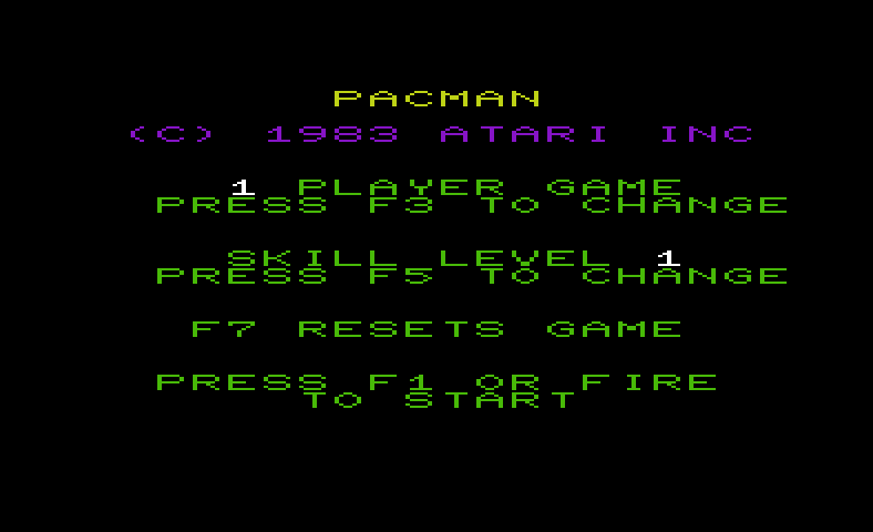 Pac-Man Commodore VIC-20 Screenshot: Title screen.