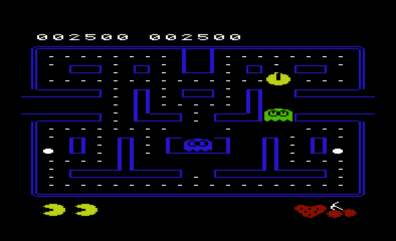 Pac-Man Commodore VIC-20 Screenshot: Running from ghosts...