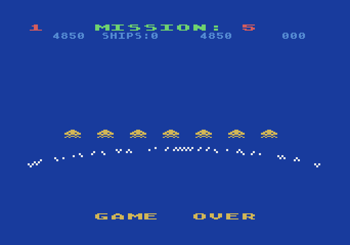 Gorf Atari 5200 Screenshot: Game over.