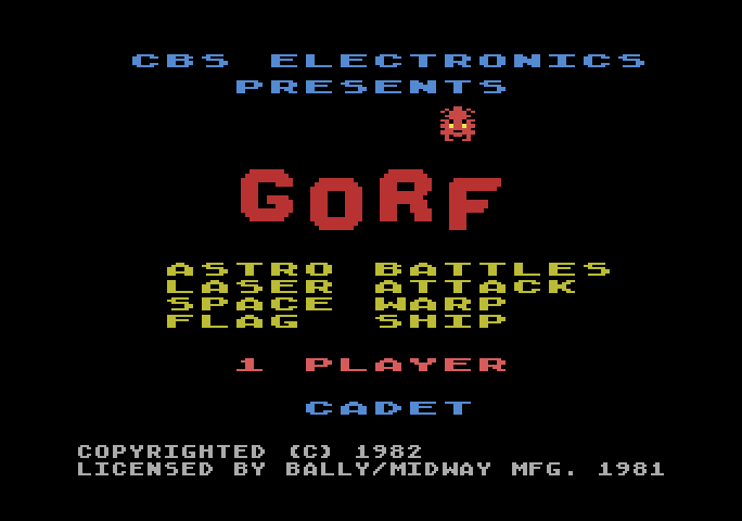 Gorf Atari 5200 Screenshot: Title screen.