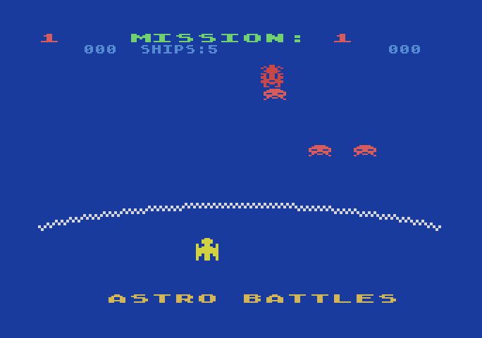 Gorf Atari 5200 Screenshot: The first mission, Astro Battles, begins...