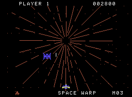 Gorf ColecoVision Screenshot: Enemies get larger as they get closer...