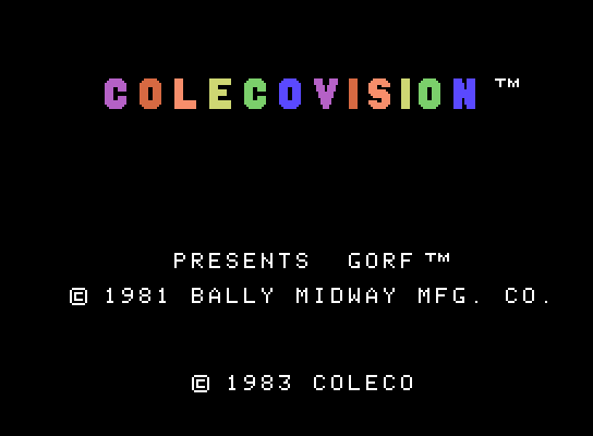 Gorf ColecoVision Screenshot: Title screen.