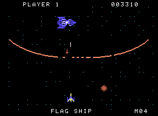 Gorf ColecoVision Screenshot: The flag ship shield is slowly destroyed...