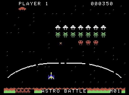 Gorf ColecoVision Screenshot: If you can, blast the saucer for extra points...