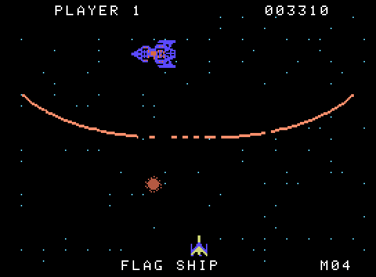 Gorf ColecoVision Screenshot: Attacking the flag ship...