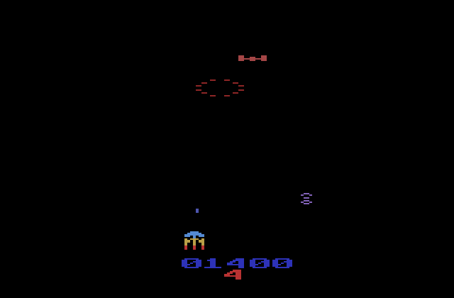 Gorf Atari 2600 Screenshot: The enemies have circular attack patterns here...