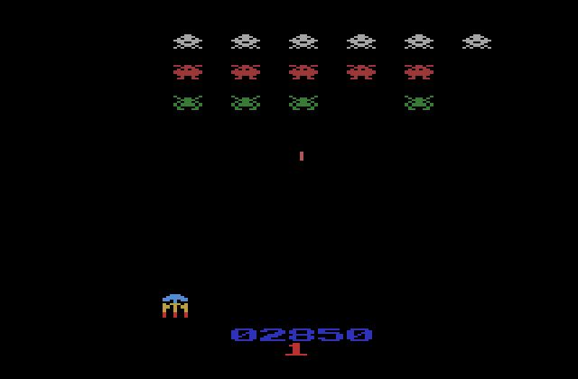Gorf Atari 2600 Screenshot: The game repeats after all round have been completed...