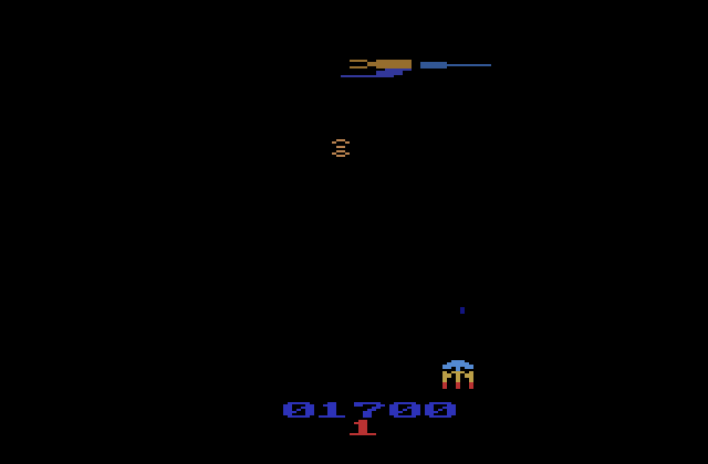 Gorf Atari 2600 Screenshot: The final round; attack the flag ship!