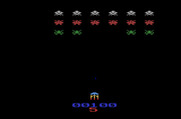 Gorf for Atari 2600 - Game start; blasting aliens in the Space Invaders inspired section.