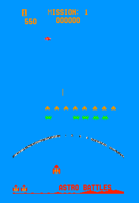 Gorf Arcade Screenshot: Blasting aliens in Astro Battles...