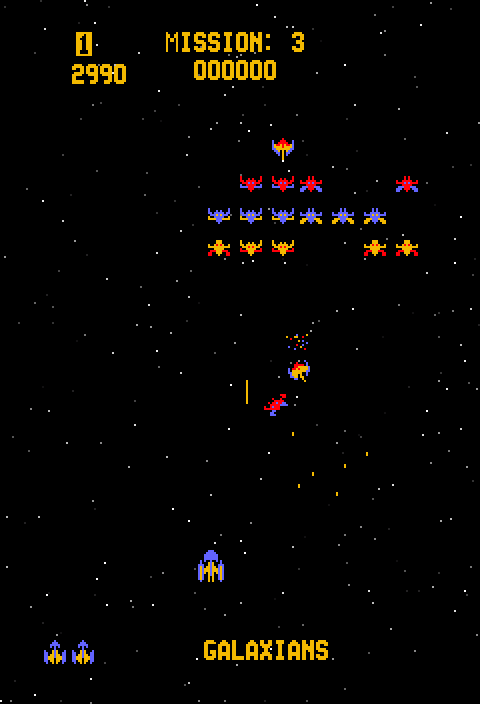 Gorf Arcade Screenshot: The Galaxians wave is unique to the arcade version.