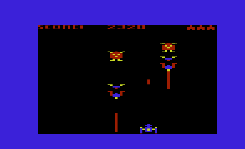 Gorf Commodore VIC-20 Screenshot: Don't get hit by lasers...