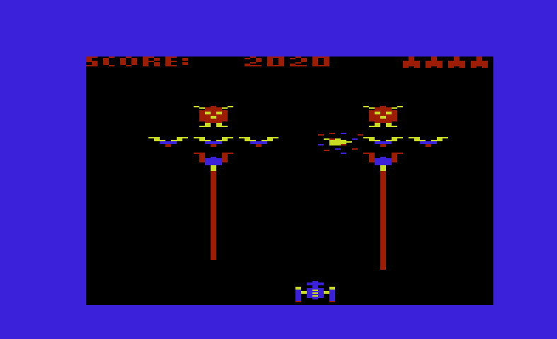 Gorf Commodore VIC-20 Screenshot: The laser attack begins...