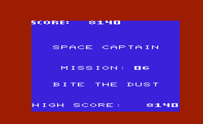 Gorf Commodore VIC-20 Screenshot: Game over.