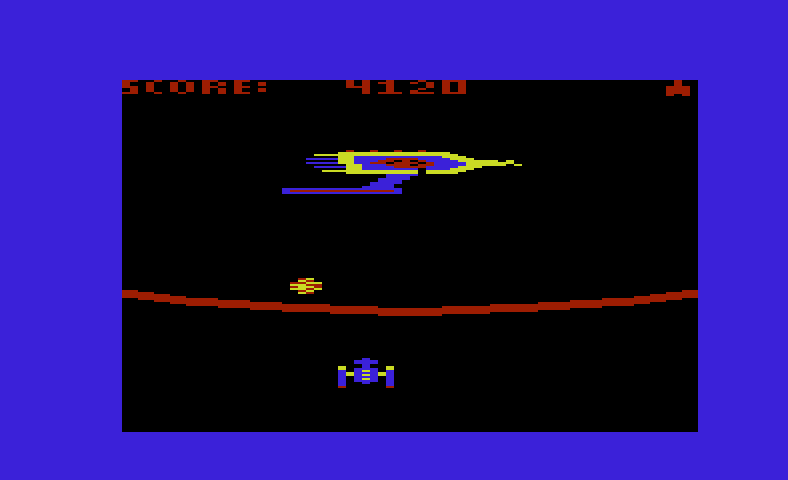 Gorf Commodore VIC-20 Screenshot: The flag ship attacks...