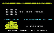 Mole Attack for Commodore VIC-20 - Starting screen and game instructions.
