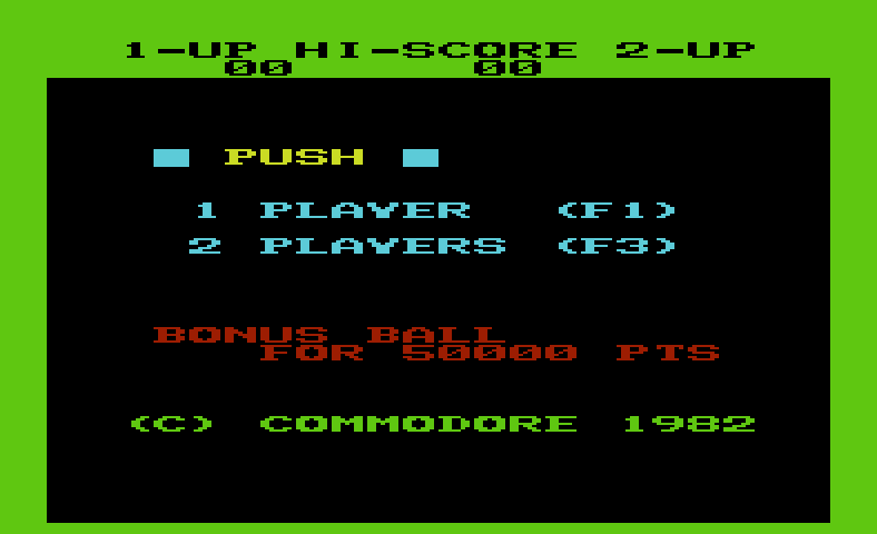 Pinball Spectacular Commodore VIC-20 Screenshot: Start a one player or two player game?