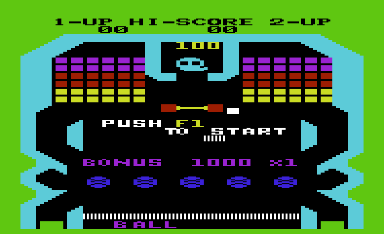 Pinball Spectacular Commodore VIC-20 Screenshot: Game demo mode.