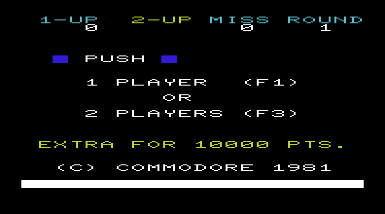 Sky is Falling, The Commodore VIC-20 Screenshot: One or two players?