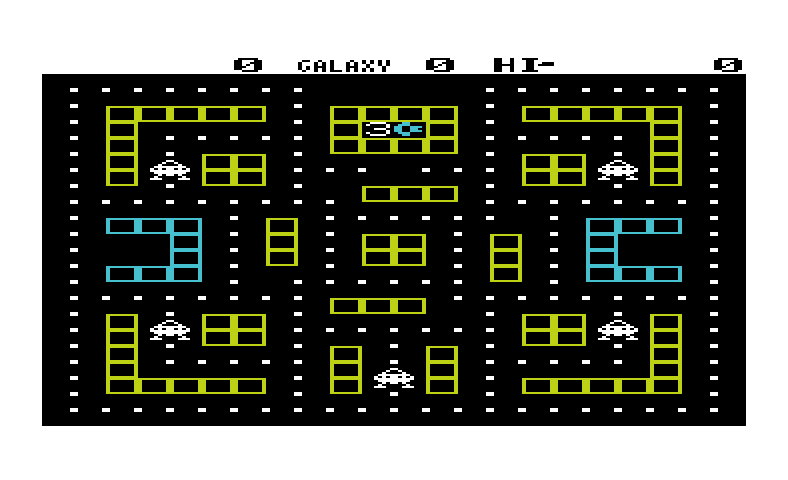 Cosmic Cruncher Commodore VIC-20 Screenshot: Game start.