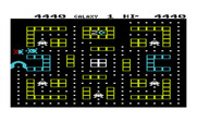 Cosmic Cruncher for Commodore VIC-20 - The blue bricks are portals from one side of the screen to the other.