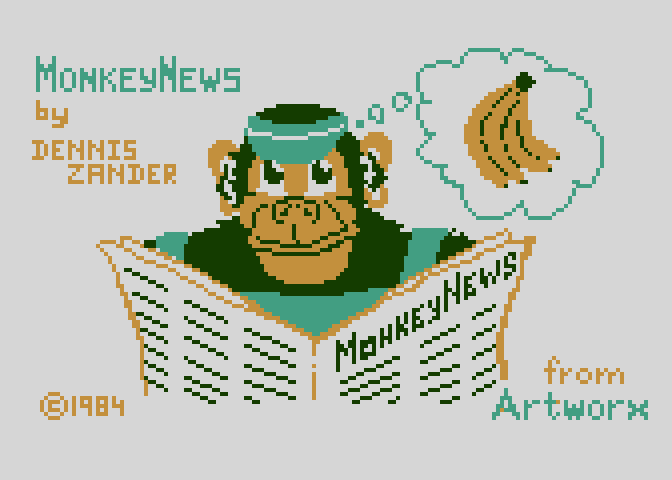 Monkeynews Atari 8-bit Screenshot: Title screen.