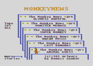 Monkeynews for Atari 8-bit - The main menu.