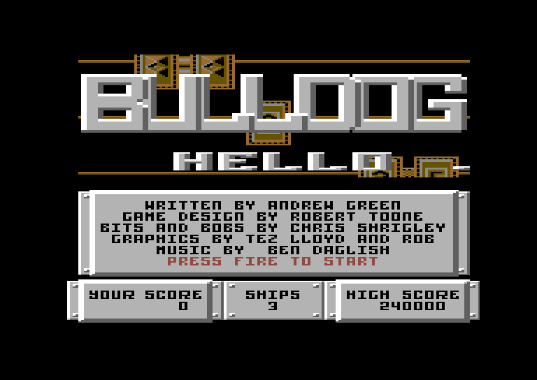 Bulldog Commodore 64 Screenshot: Title screen.