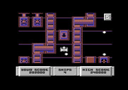 Bulldog for Commodore 64 - Collecting the down arrow will make the screen scroll backwards temporarily.