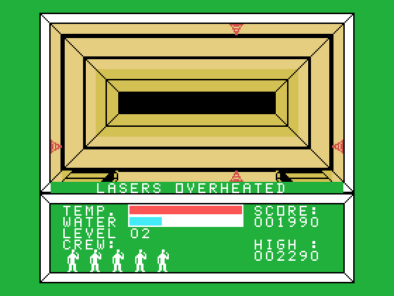 Moon Mine TI-99/4A Screenshot: Lasers overheated.