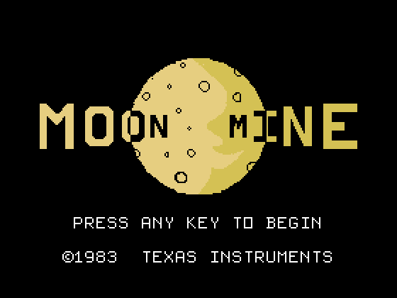 Moon Mine TI-99/4A Screenshot: Title screen.