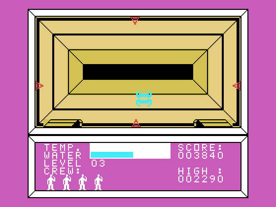 Moon Mine TI-99/4A Screenshot: Level 3...Monster getting closer!