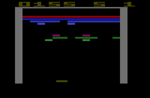 Super Breakout Atari 2600 Screenshot: Game over.