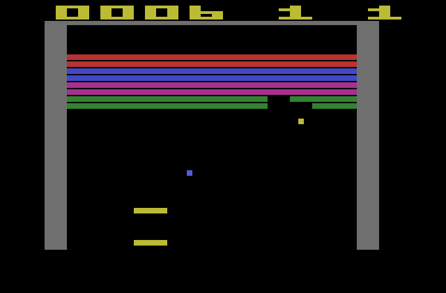 Super Breakout Atari 2600 Screenshot: Starting a game of Double Breakout.