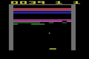 Super Breakout for Atari 2600 - The bricks drop down towards the bottom of the screen as the game progresses...