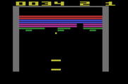 Super Breakout for Atari 2600 - Lost one ball, but my turn isn't over until both are lost.