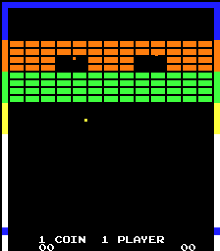 Super Breakout Arcade Screenshot: Game attract mode.